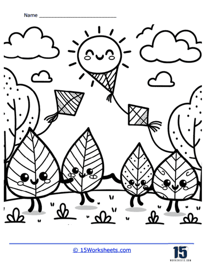 Leaf Kites Coloring Page