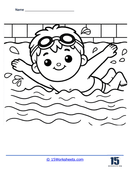 Swimming Fun Coloring Page