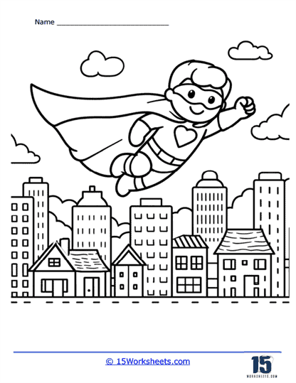 Flying Hero Coloring Page