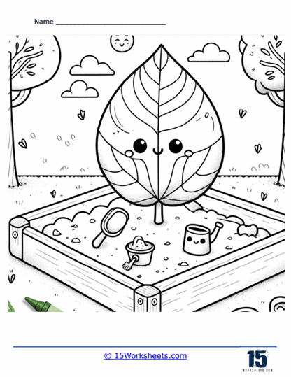 Leaf Sandbox Coloring Page