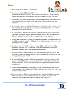 Venn Diagram Word Problems Worksheets - 15 Worksheets.com