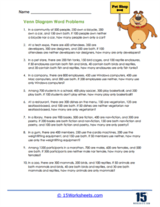 Venn Diagram Word Problems Worksheets - 15 Worksheets.com