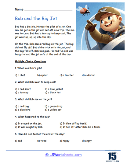 CVC Reading Passages With Questions Worksheets