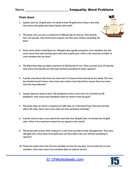 Pirate Quest Worksheet