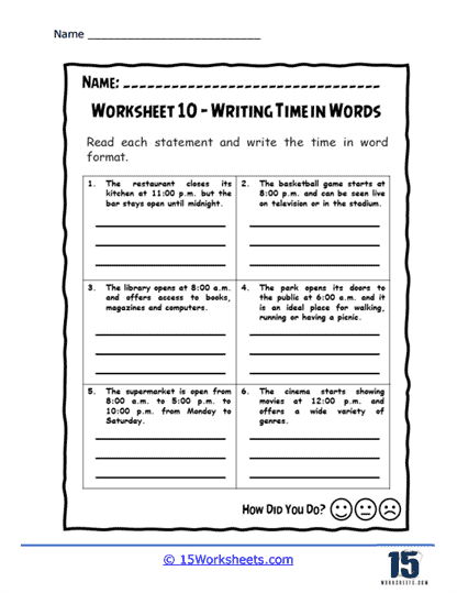 Hour Harmony Worksheet