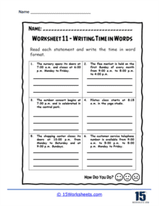 Writing Time in Words Worksheets - 15 Worksheets.com