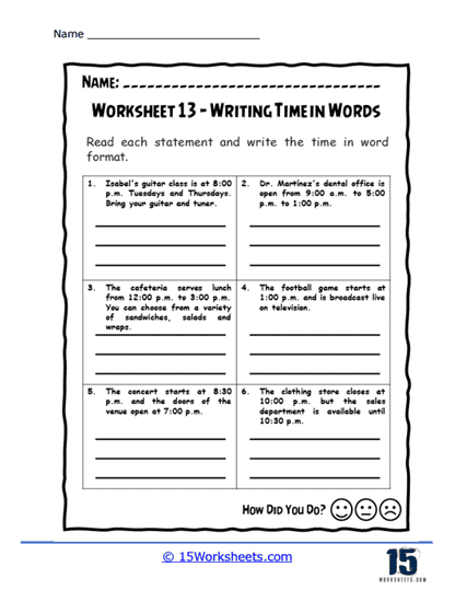 Tick-Tock Tales Worksheet