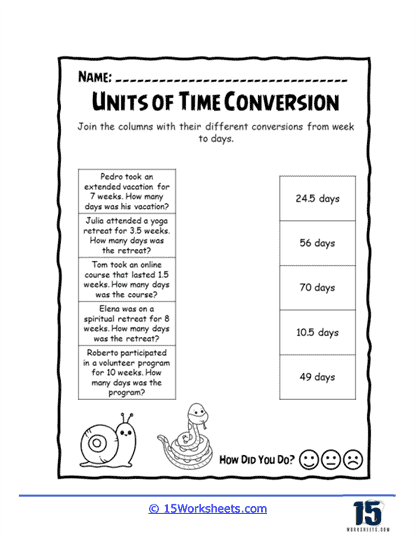 Snail Time Sprint Worksheet