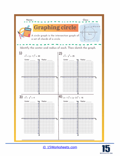 Graphing Circles Worksheets