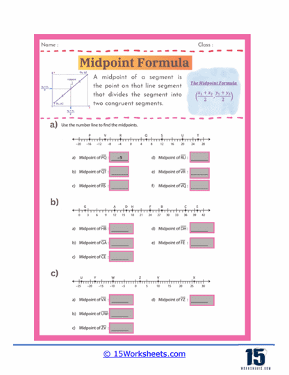 Pirate Treasure Midpoints Worksheet