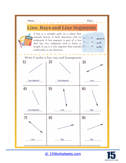 Lines, Rays, Line Segments Worksheets