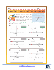 Parallel Lines and Transversals Worksheets - 15 Worksheets.com