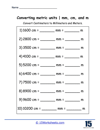 Converting Metric Unit of Length Worksheets 15 Worksheets