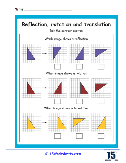 Reflection, Rotation, Translation Worksheets