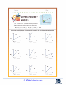 Complementary and Supplementary Angles Worksheets - 15 Worksheets.com