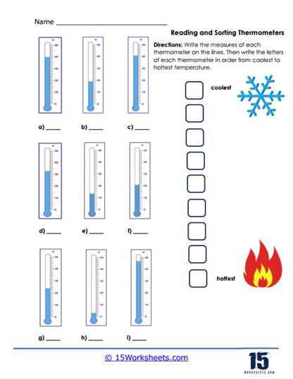 Frosty to Fiery Worksheet