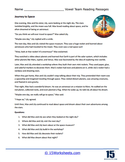 Journey to Space Worksheet