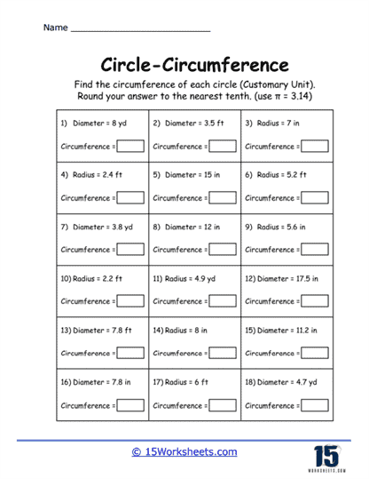 Circle Challenge Worksheet