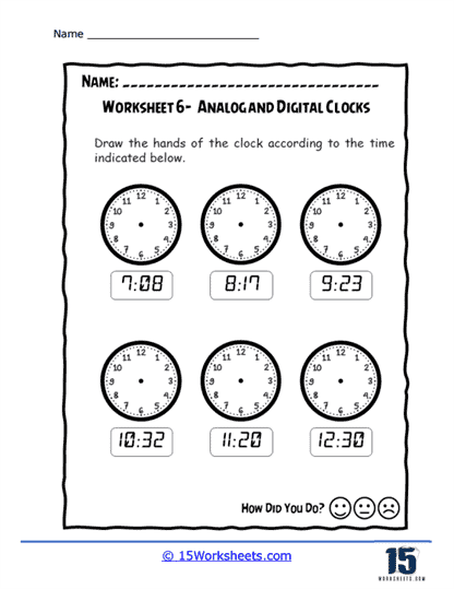 Hands-On Time Draw Worksheet