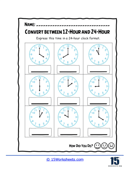 Clock Converter Worksheet