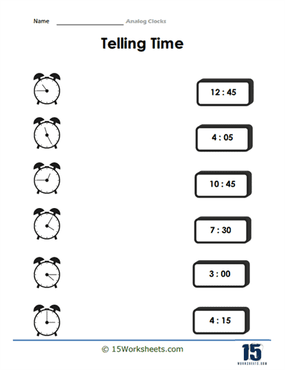 Clock Reader's Challenge Worksheet