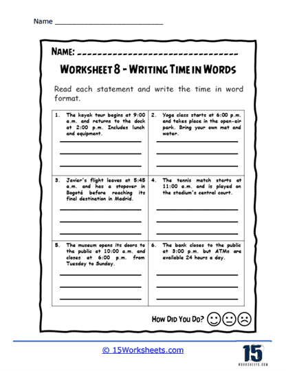 Time-Twisting Tasks Worksheet