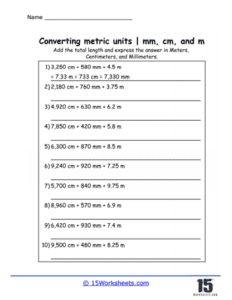 Converting Metric Unit of Length Worksheets - 15 Worksheets.com