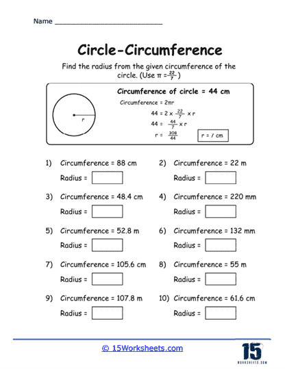 Radius Riddles Worksheet