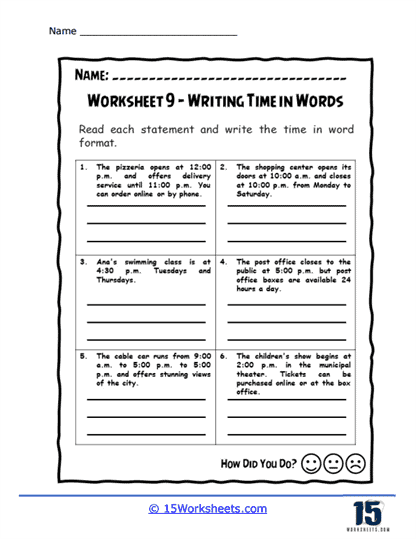 Clockwork Conversions Worksheet