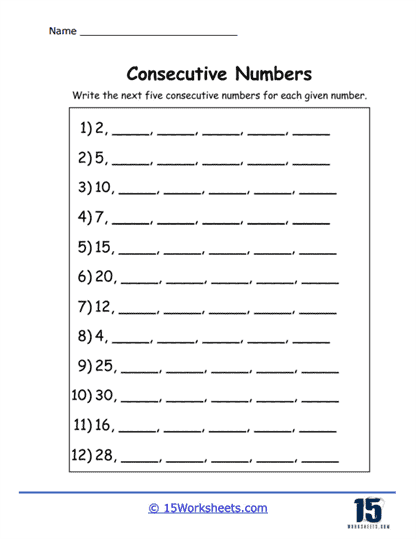 Next in Line Worksheet