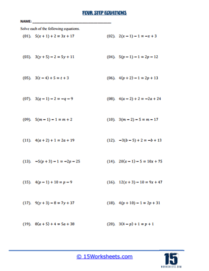 Algebraic Quest Worksheet