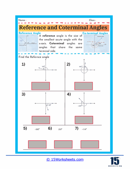 Reference and Coterminal Angles Worksheets