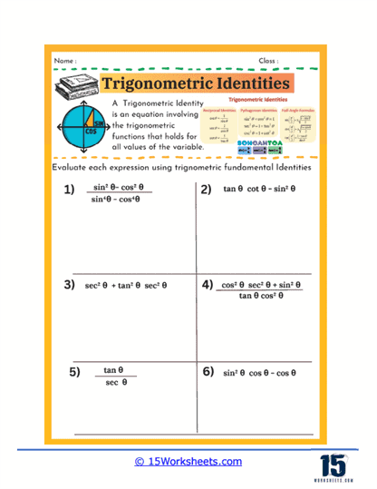 Trigonometric Identities Worksheets 15 Worksheets