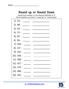 Round Up or Down Worksheets - 15 Worksheets.com