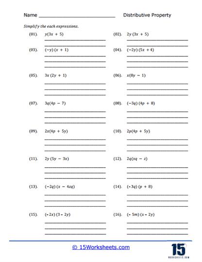 Multiply and Simplify Worksheet