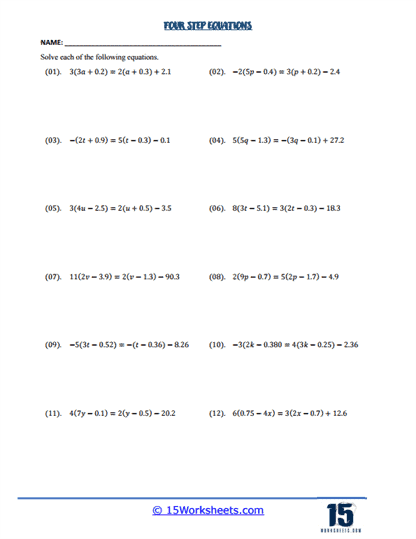 Decimal Dynamics Worksheet