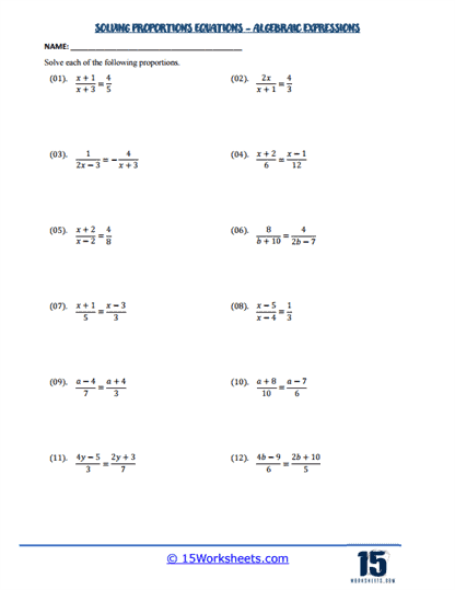 Proportional Path Worksheet