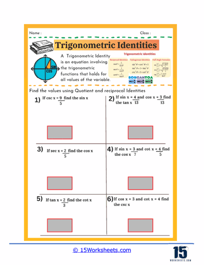 Trigonometric Identities Worksheets