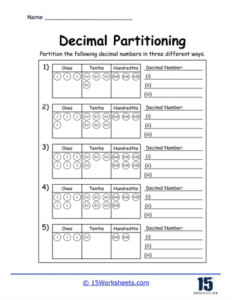 Decimal Partitioning Worksheets - 15 Worksheets.com
