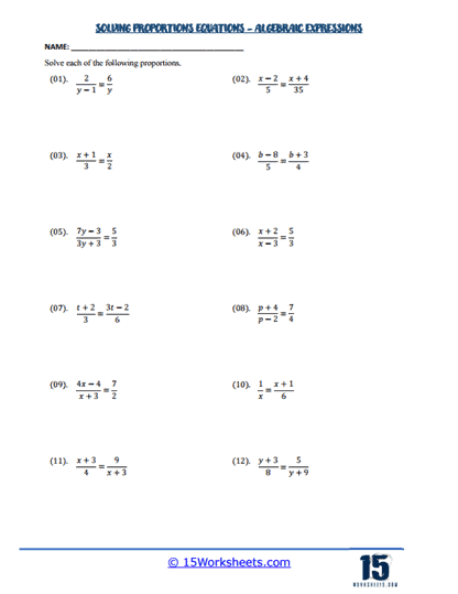 Proportion Puzzles Worksheet