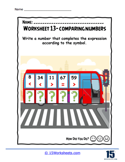 Bus Numbers Worksheet