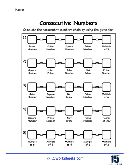 Number Chains Worksheet