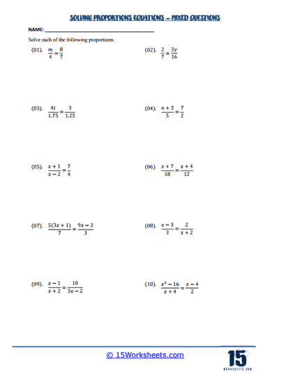 Ratio Solver Worksheet