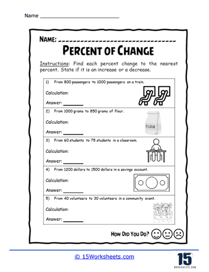 Percent of Change Worksheets