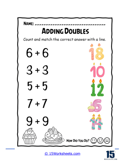 Double Candle Counting Worksheet