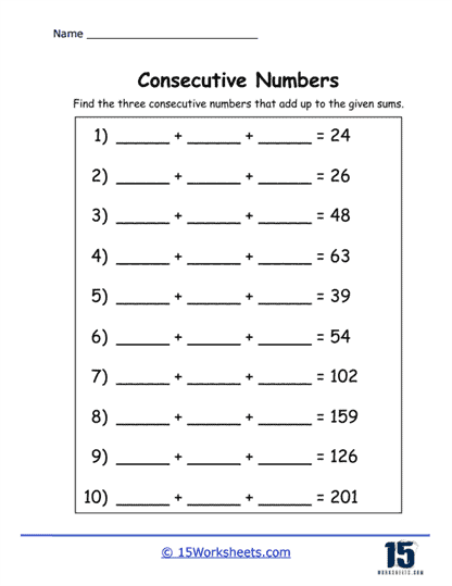 Sum Trio Worksheet