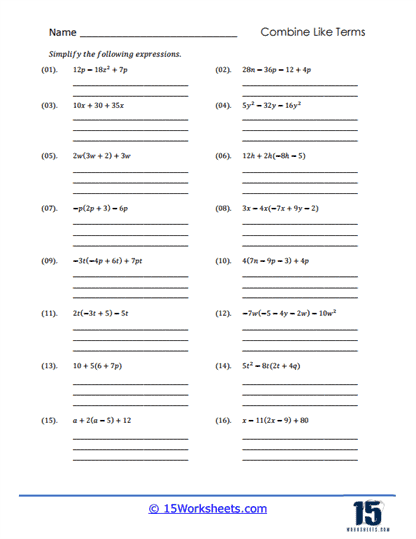 Algebra Merge Worksheet