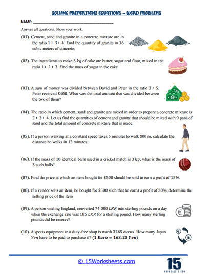 Ratio Riddles Worksheet