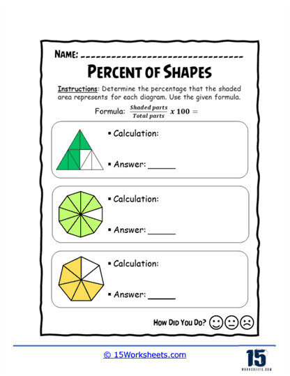 Percentages of Shapes Worksheets