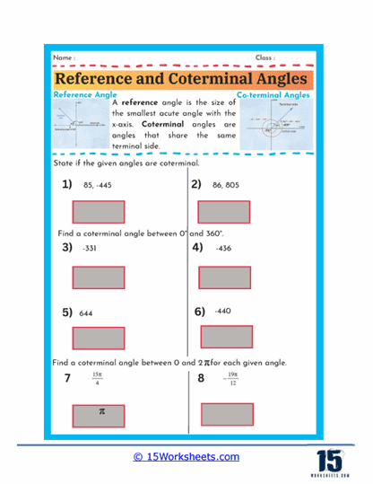 Coterminal Companion Worksheet